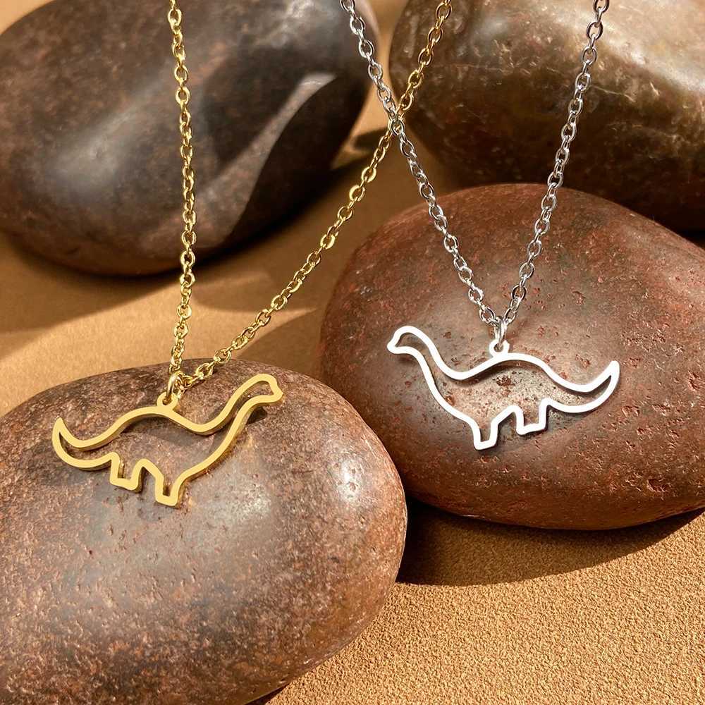 Stainless Steel Necklaces Hollow Dinosaur Animal Pendant Mens Chain Choker Fashion Necklace For Women Jewelry Party Best Gifts W250618