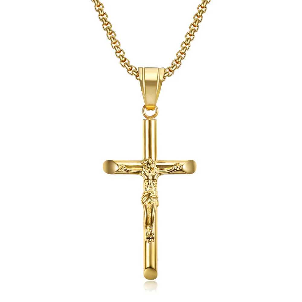 Stainless Steel Titanium God Jesus Cross Hip Hop Pendant Collar Chains Necklace for Men Women Boyfriends Gift Jewelry W250618