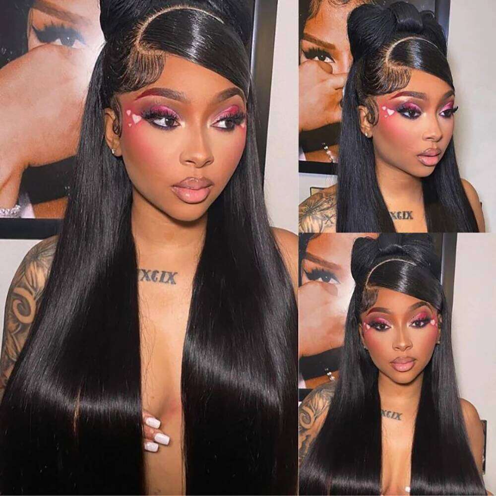 30 Inch 13x6 200 Density HD Lace Front Wigs Pre Plucked Straight Glueless Human Hair Natural