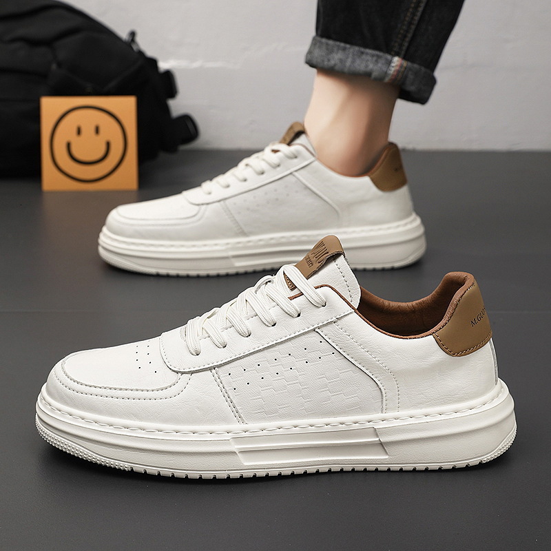 New Summer Breathable Trendy Versatile Casual Leather Men S Casual Shoes White Sneakers Sports Board Shoes Ddmysaturn