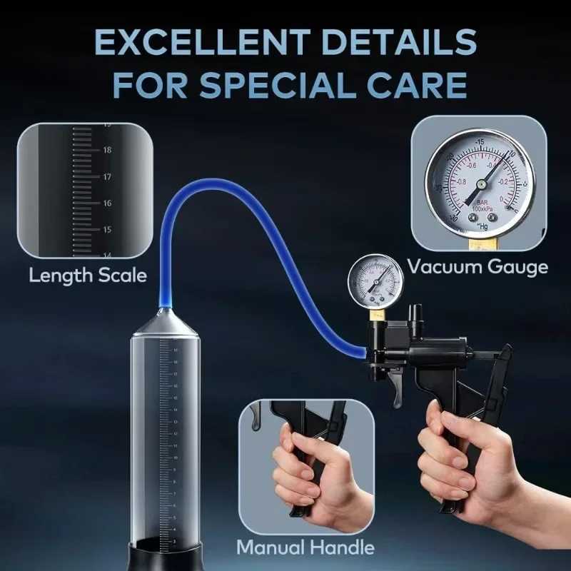 Penis Pump Manual Penis Enlarger Sex Toy for Men Vacuum Pump Male Masturbation Penis Extender Trainer Adults Sex Product W250618