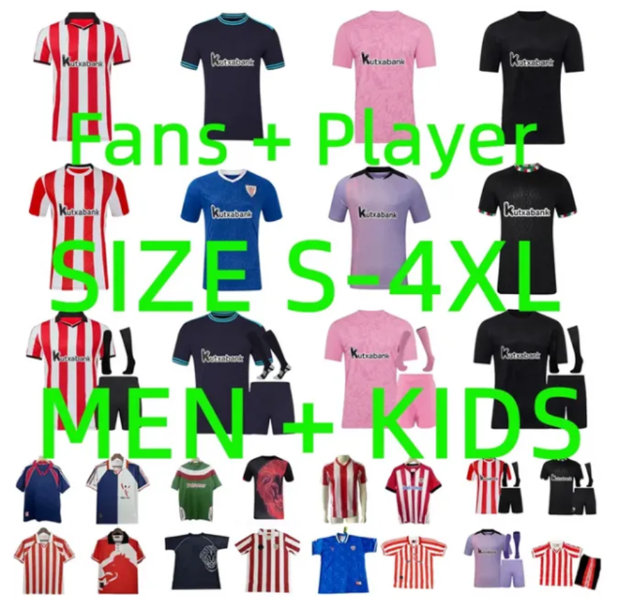 95 97 98 00 11 12 Retro Bilbao GURUZETA Soccer Jerseys 2025 2026 O.SANCET YURI A. DJALO SIMON UNAI Centenary Athletic Williams 24 25 26 Men kids goalkeeper