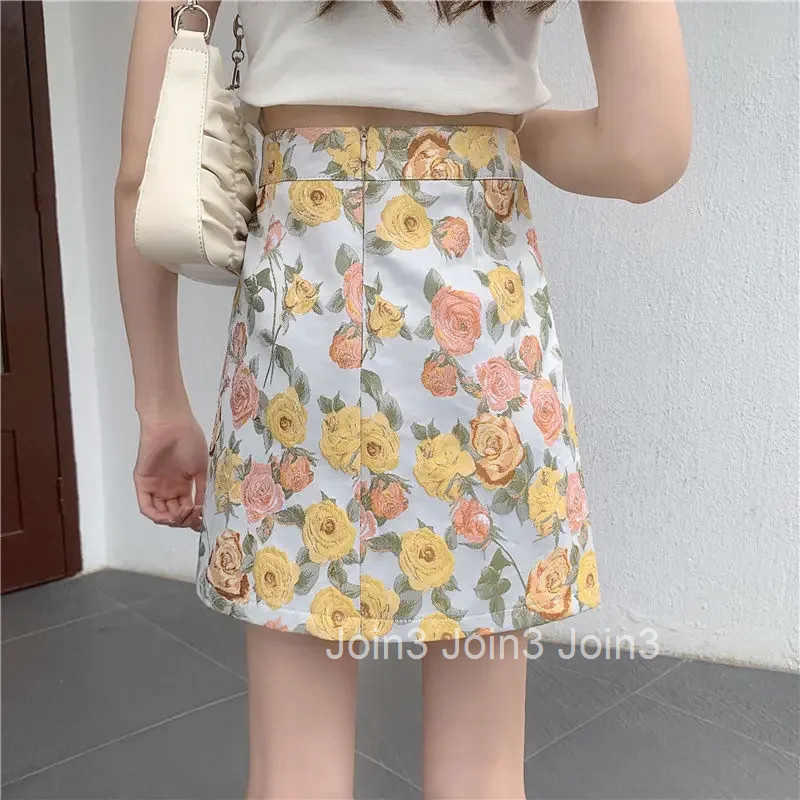 Mini Short Woman Skirt Zipper Tight High Waist Wrap Floral Premium Korean Style Luxury Elegant New in Cheap V Skirts for Women