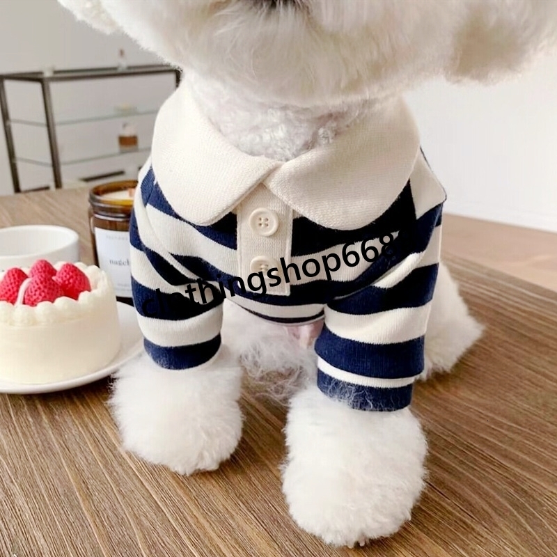 Summer Polo Shirt for Dogs Puppy Clothes Bichon Frise Chihuahua Stripe Dog Sweatshirt Dog Cooling Vest for Small and Medium Dogs c53