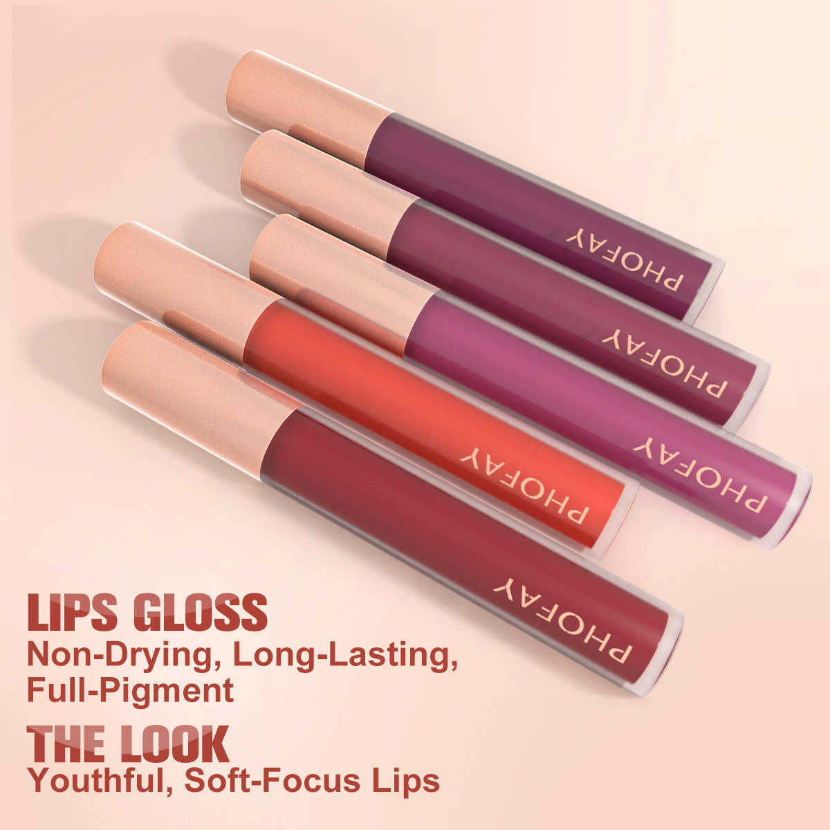 Rich pigment matte velvet brown lip color - non stick durable velvet smooth finish - moisturizing lip glue and lipstick MW250219