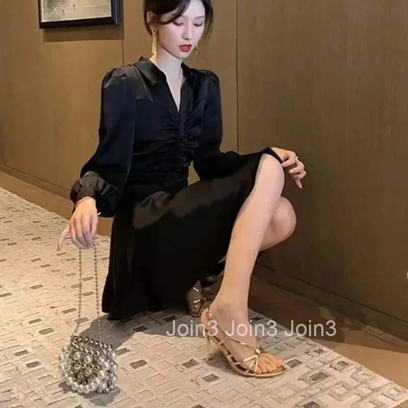 Korean Style Female Dress A Line Womens Long Sleeve Dresses New Full Aesthetic Trendy Elegant and Pretty Harajuku Hot Party Xxl
