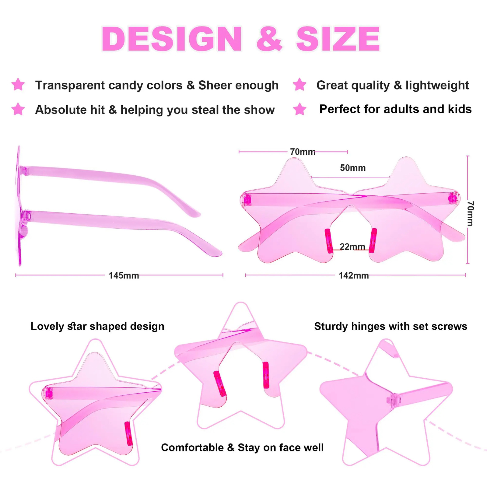 12-60PCS Star Shaped Rimless Sunglasses Star Glasses Women Bachelorette Party Favors Po Prop Christmas Guest Gift 250618