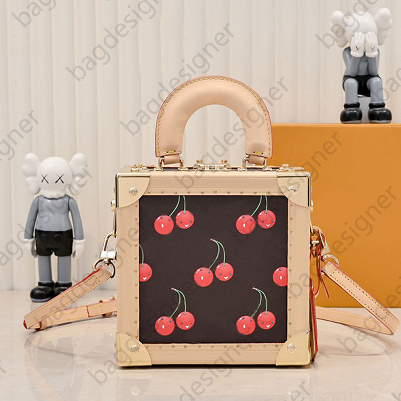 Cherry luxury bag designer bag 2025 hard box trunk tote bag purses designer bags handbag high quality designer crossbody bags cowhide leather bag storage makeup bag