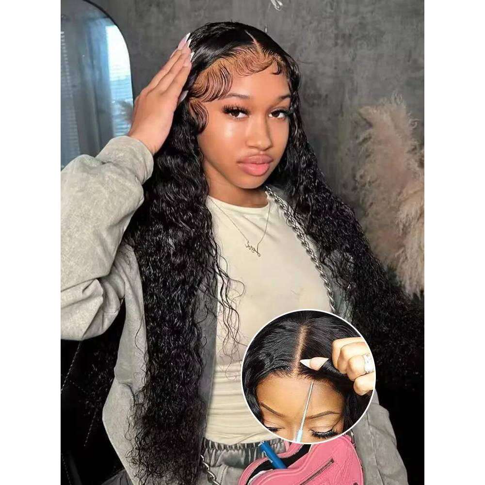 Sophianna Water Culry 13x6 HD Frontal Human Hair 30 40 Inch Black Deep Wave 13x4 Transparent Lace Front Wig For Women