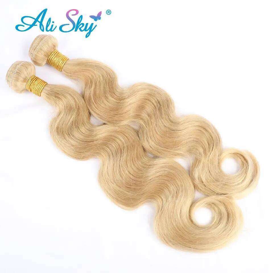 Honey Blonde 27 Colored Brazilian Body Wave Natural Remy Bundles 12-30 Inches Sold By 1/3/4 Hair Extension Ali Sky