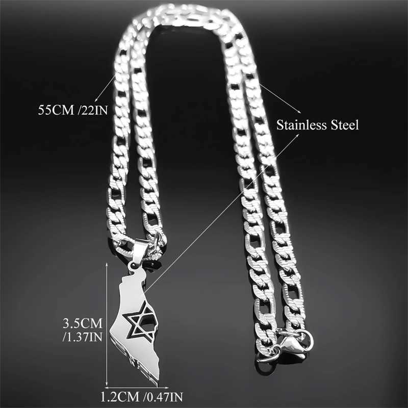 Israel Hexagram Magen Star of David Country Map Pendant Necklace for Men Women Stainless Steel Chain Necklaces Jewelry NXS05 W250618
