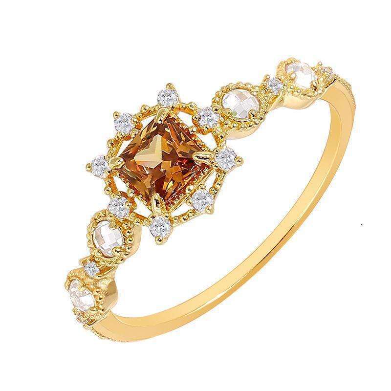 Christmas Limited Edition Small Sugar Cube for Women Zircon Gold-Plated Akado Same Style Coffee New Open Ring