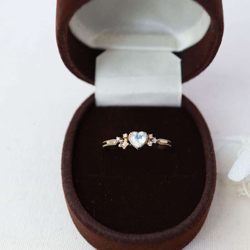 New Style Color Niche Design Little Princess High Imitation Moonstone Moissanite Adjustable Ring for Women