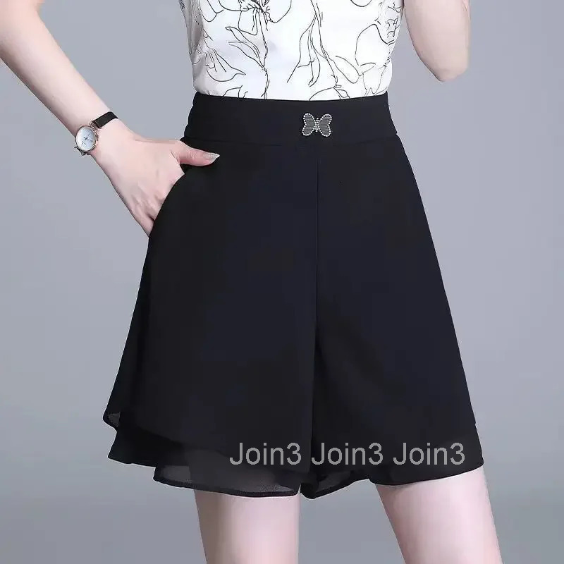 Baggy Skirt Pants High Waist Shorts for Women Woman Short Chiffon Black Loose Culotte Outdoor Youthful 2000s Clothes Y2k Casual