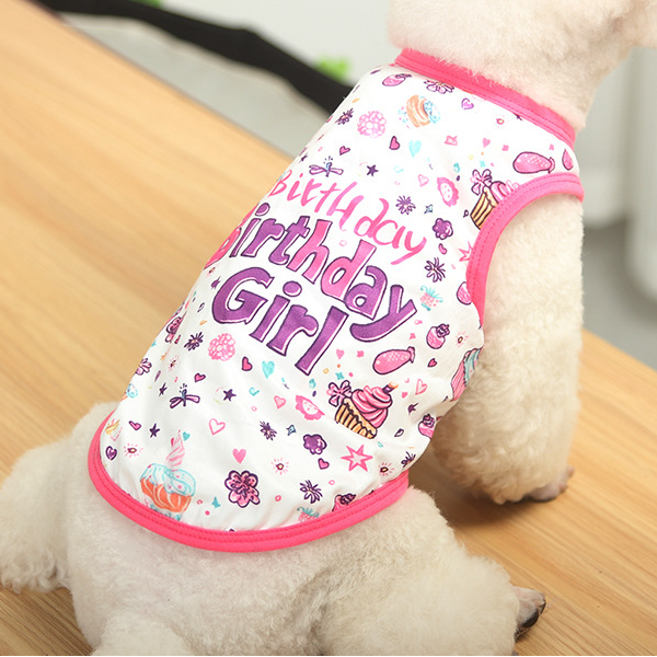 Dog Birthday Gift Clothes Girl Boy Birthday Print T-Shirt for Small Medium Dog Birthday Party Vest, Doggy Boy Girl Happy Birthday XS A571