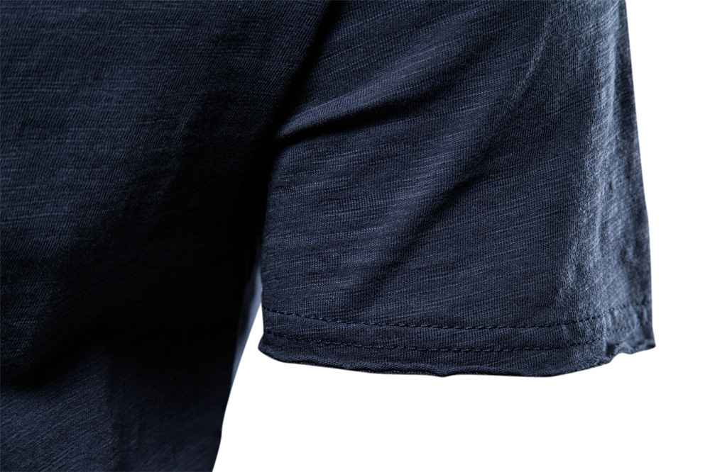 Men's T-shirt men's street fashion summer daily shirt bamboo joint cotton V-neck short-sleeved T-shirt pure cotton men's wear European 