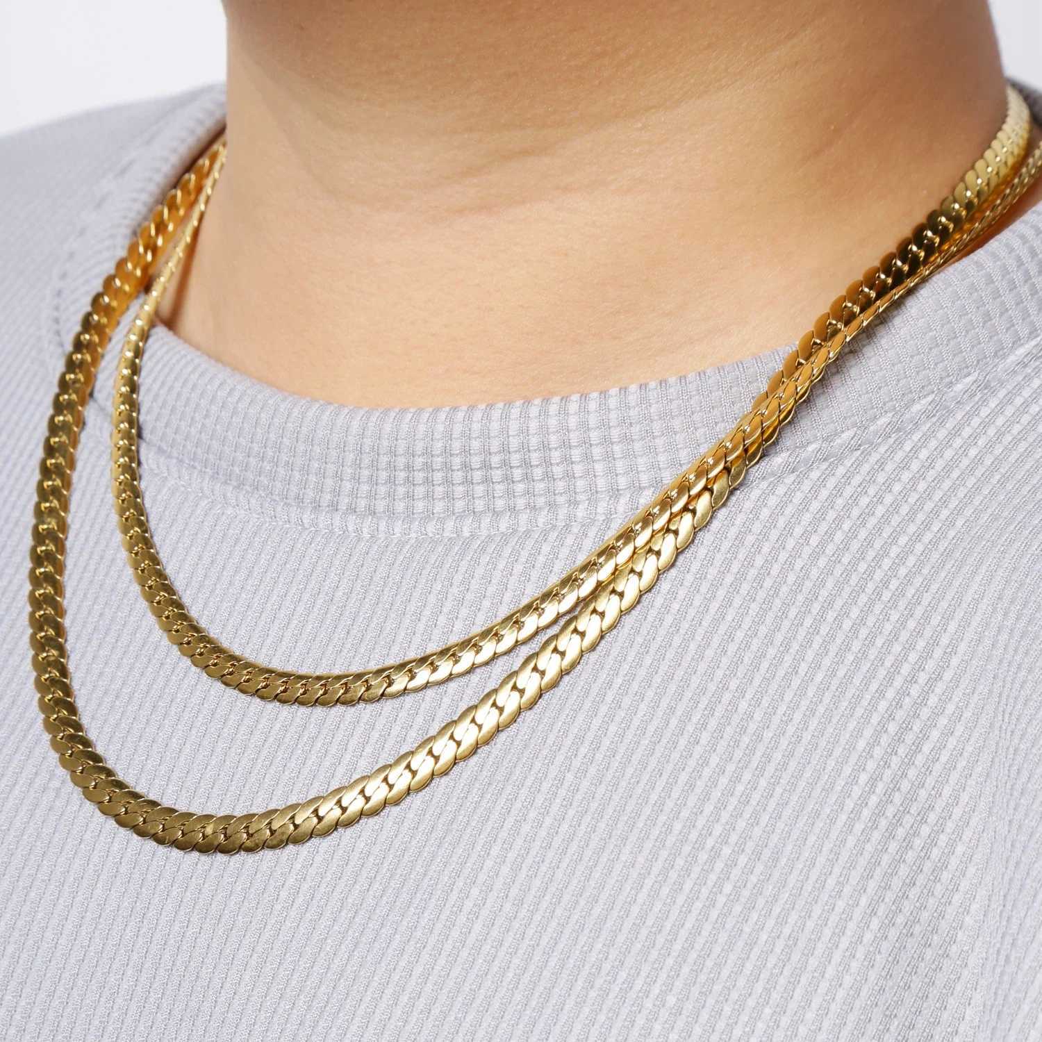 3-8MM Width Stainless Steel Chain Necklace For Men Women Gold Color High Quality Waterproof Choker Hip Hop Jewelry Gift W250618