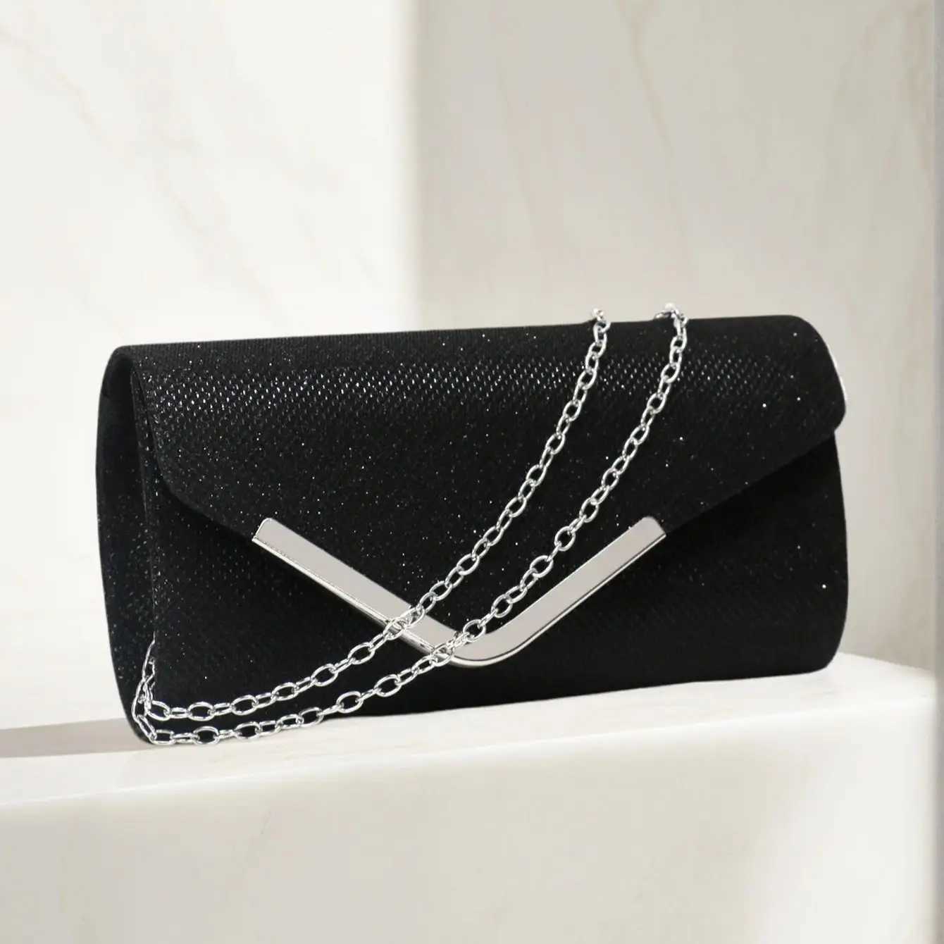 Fashion Women Evening Bags Sequins Day Clutch Bags Shoulder Chain Messenger Handbags Metal Party Wedding Bridal Handbags Z250618