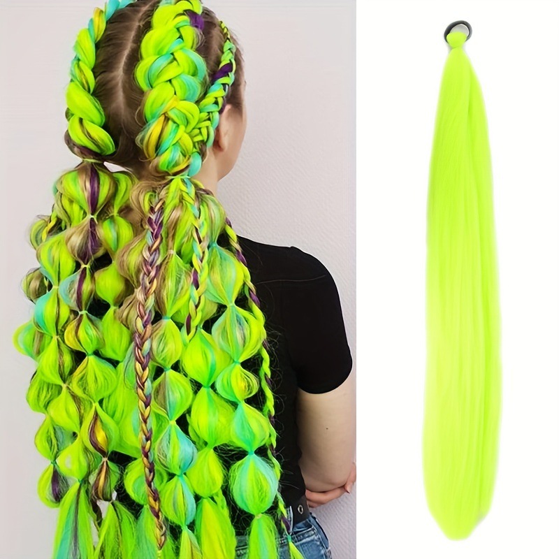Colorful Gradient Ponytail Hair Extensions Box Braids Elastic Rope Braids for Girls Kids