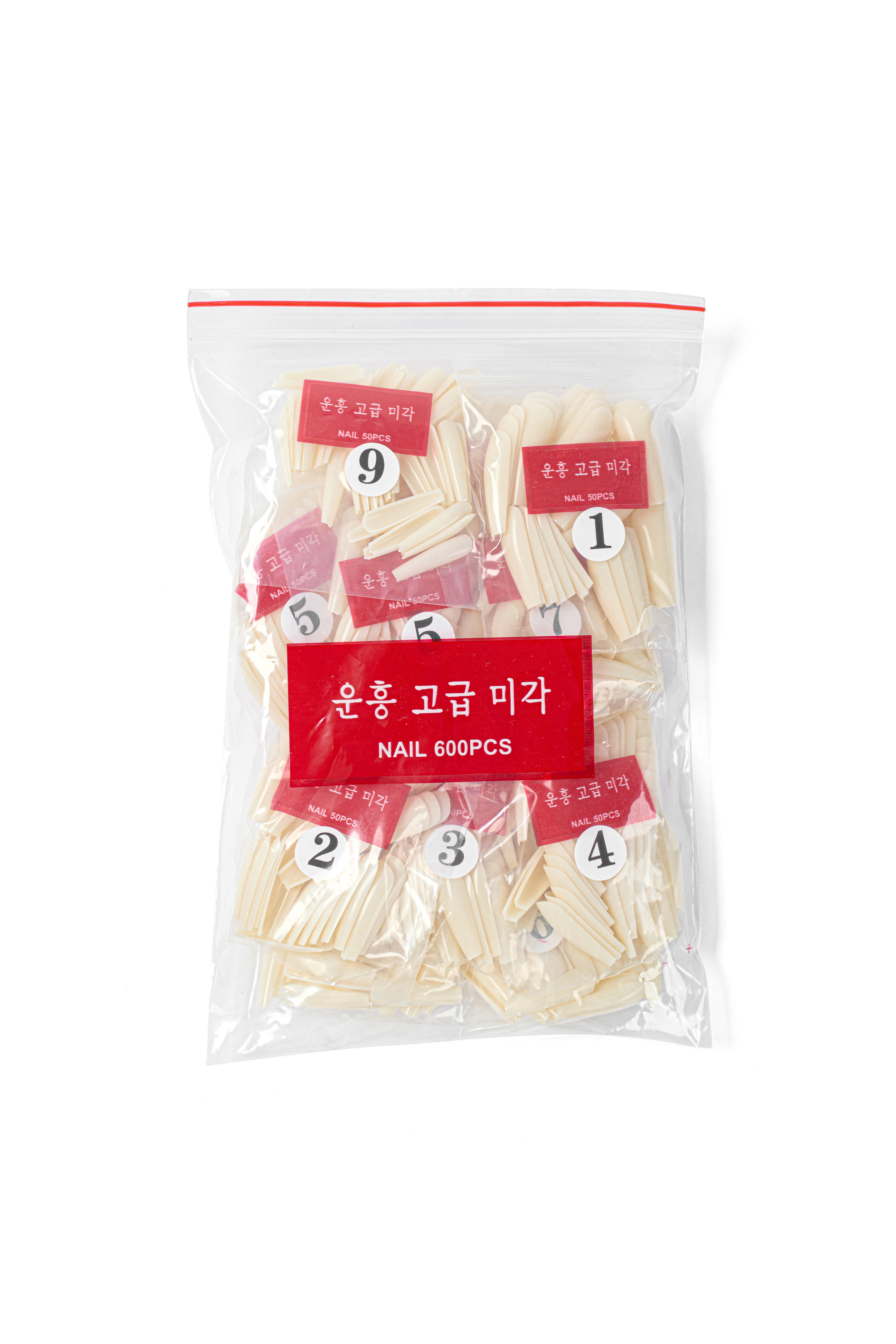 High-Quality No.17 Acrylic Hard Nails Natrual Yellow for Salon Use