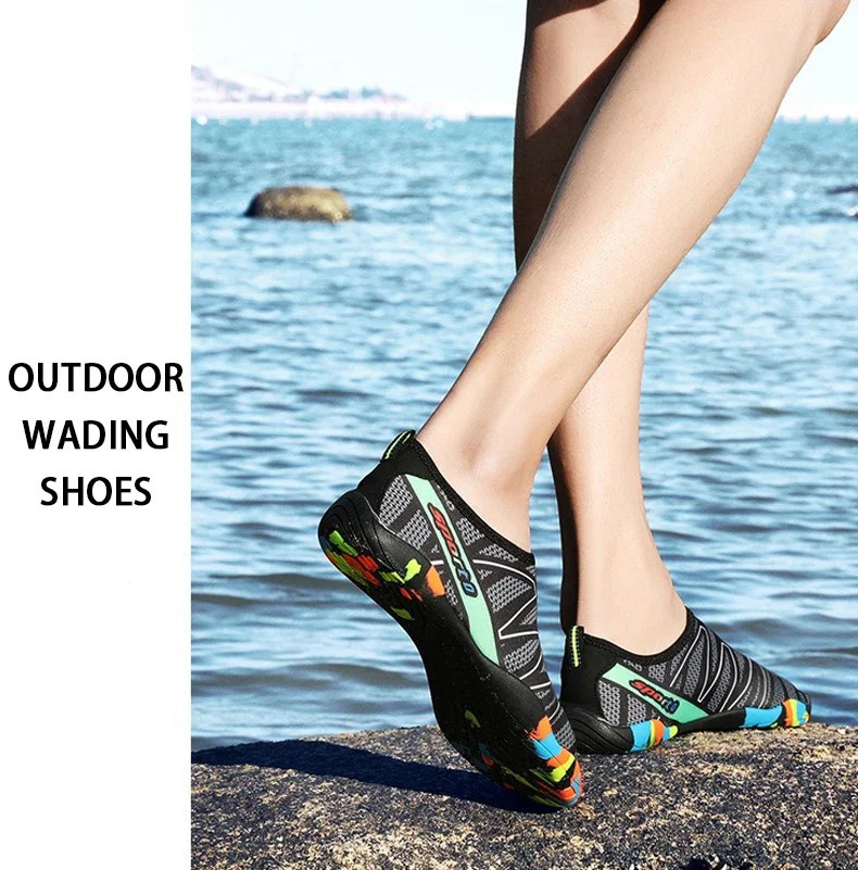 Quick Drying Aqua Shoes Summer Beach Water-Shoe Men Women Swimming Wading Barefoot Shoes Breathable Nonslip Wading Trainers 250613
