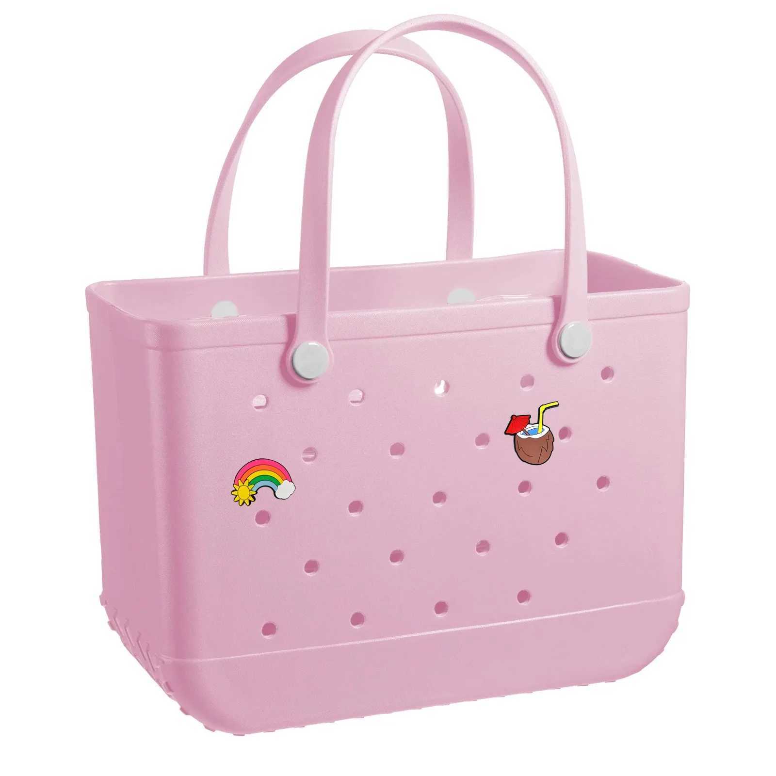 Fi Large Beach Bags EVA Rubber Waterproof Storage Baskets Travel Shopping Handbag Wen Shoder Solid Color Jelly Bag B250618