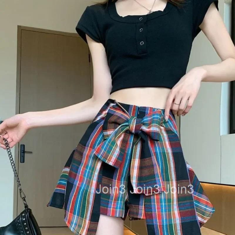 Tight Skirts for Women Short Plaid Mini Woman Skirt Gyaru Wrap High Waist Y2k Vintage Clothing Trend 2025 Stylish Cheap Sales V