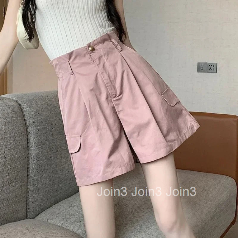Solid Color Woman Short Pants With Pockets Wide Office Streetwear Designer Hot 2000s Clothes Y2k Summer Shorts for Women New In
