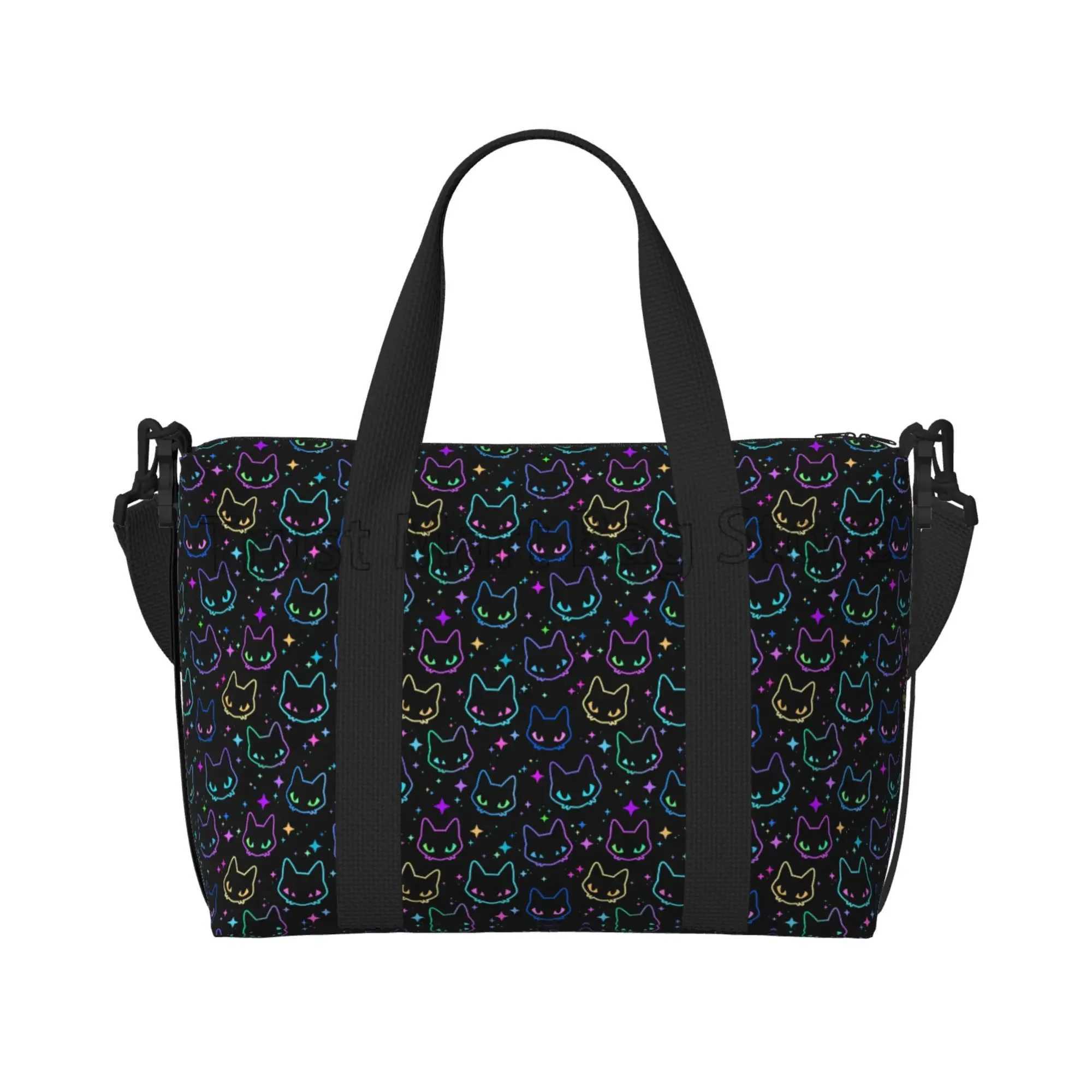 Cute Gradient Cat Travel Duffle Bag Large Weekender Overnight Bags for Women Men Teens Waterproof Carry on Shoulder Tote Bags W250618