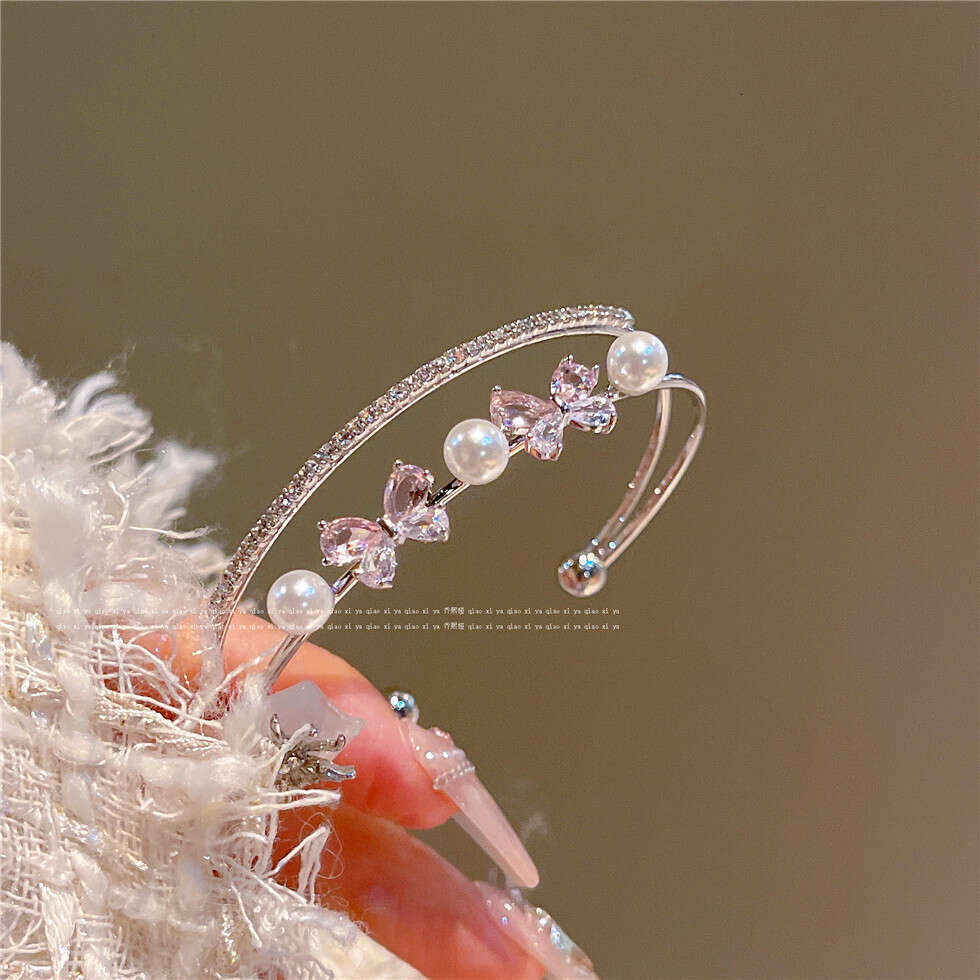 Sweet Double Layer Bowknot Bracelet 2024 Niche Design Sense Personality Natural Hand Ring Women's Jewelry