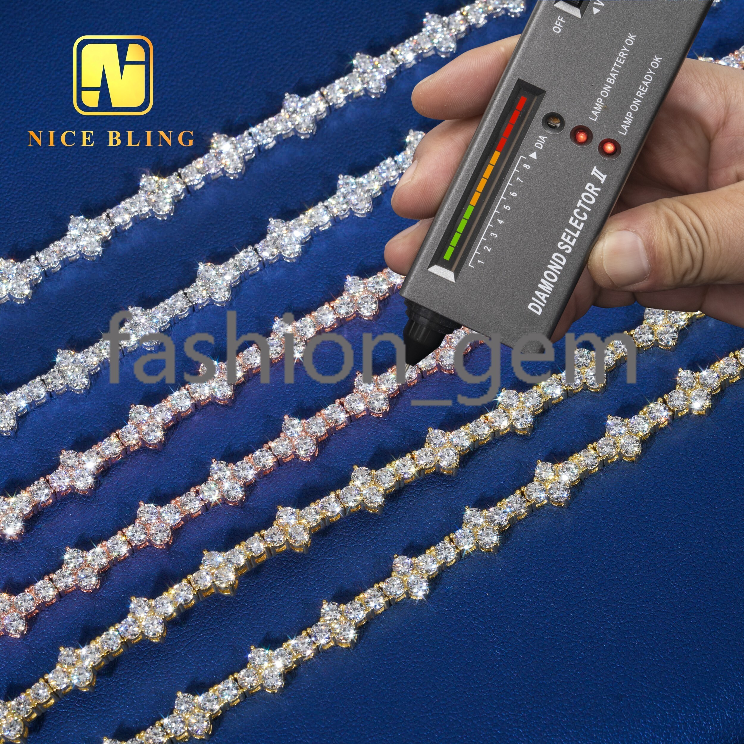 New Arrival Moissanite Tennis Chain Necklace 4MM Cross Tennis Necklace Hiphop Fashion Diamond Chains 925 Sterling Silver