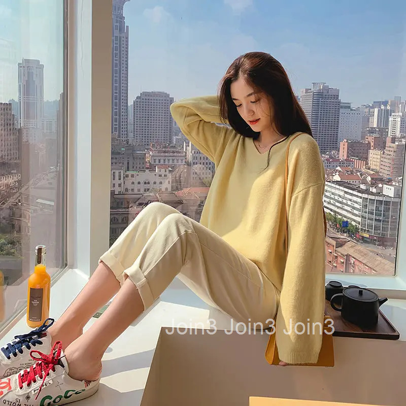 Blue V-neck Knitted Top for Women Yellow Ladies Sweaters Green Pullover on Promotion Long Sleeve Dropshiping Winter Cold Autumn