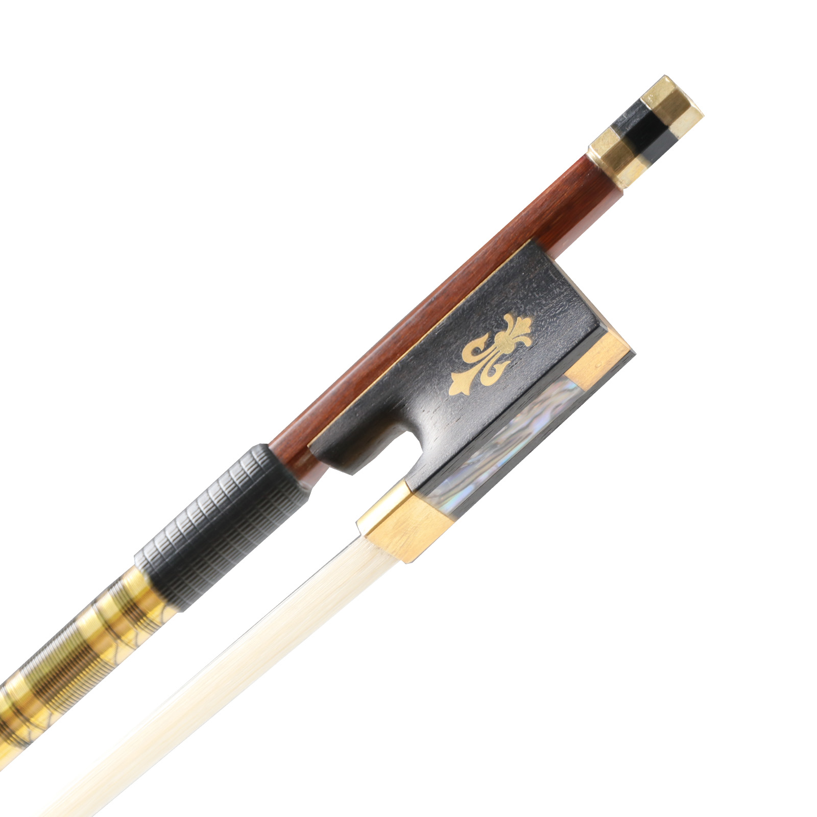 High-end green sandalwood violin bow, round stick performance grade professional violin bow