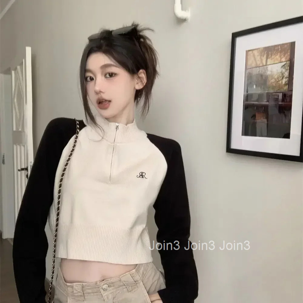 Womens Sweater Pullovers Crop Knit Tops for Woman Black Short Zip-up Jersey Aesthetic Trend 2025 Designer Korean Luxury Crochet