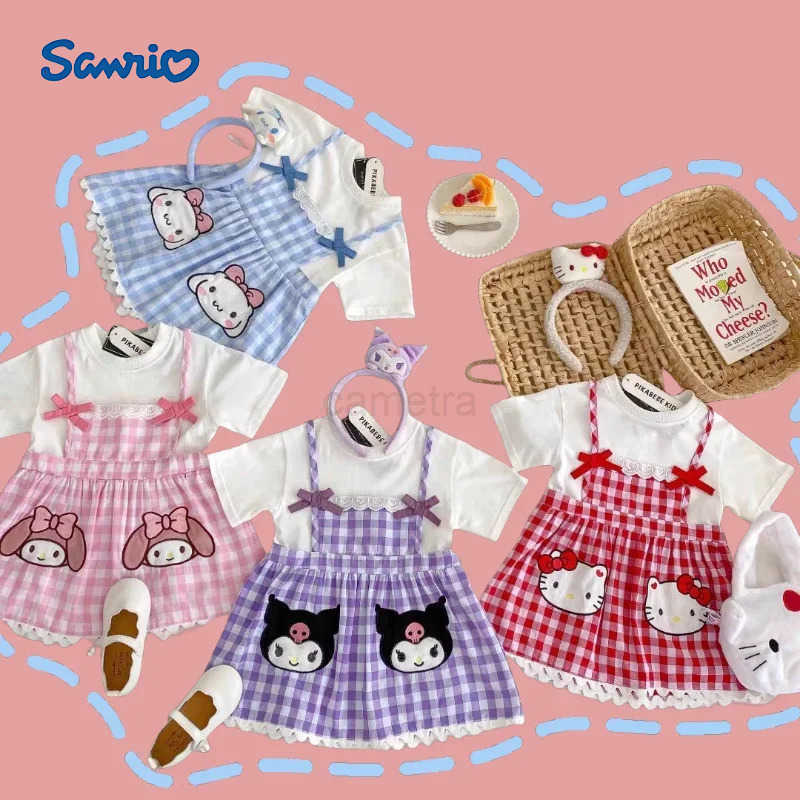 Sanrio Sanrio Summer Girls Dress Cotton Cartoon Unicorn Kuromi Party Princess Dresses For 3-8 Years Girls Daily Leisure DressXJ250618