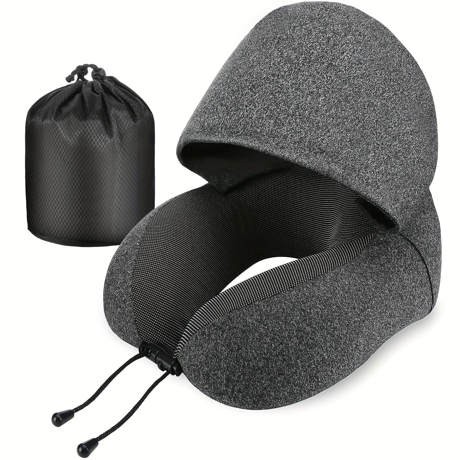 New hooded shading U-shaped pillow travel portable aircraft neck protection memory cotton pillow lunch break neck protection U-shaped pillow.