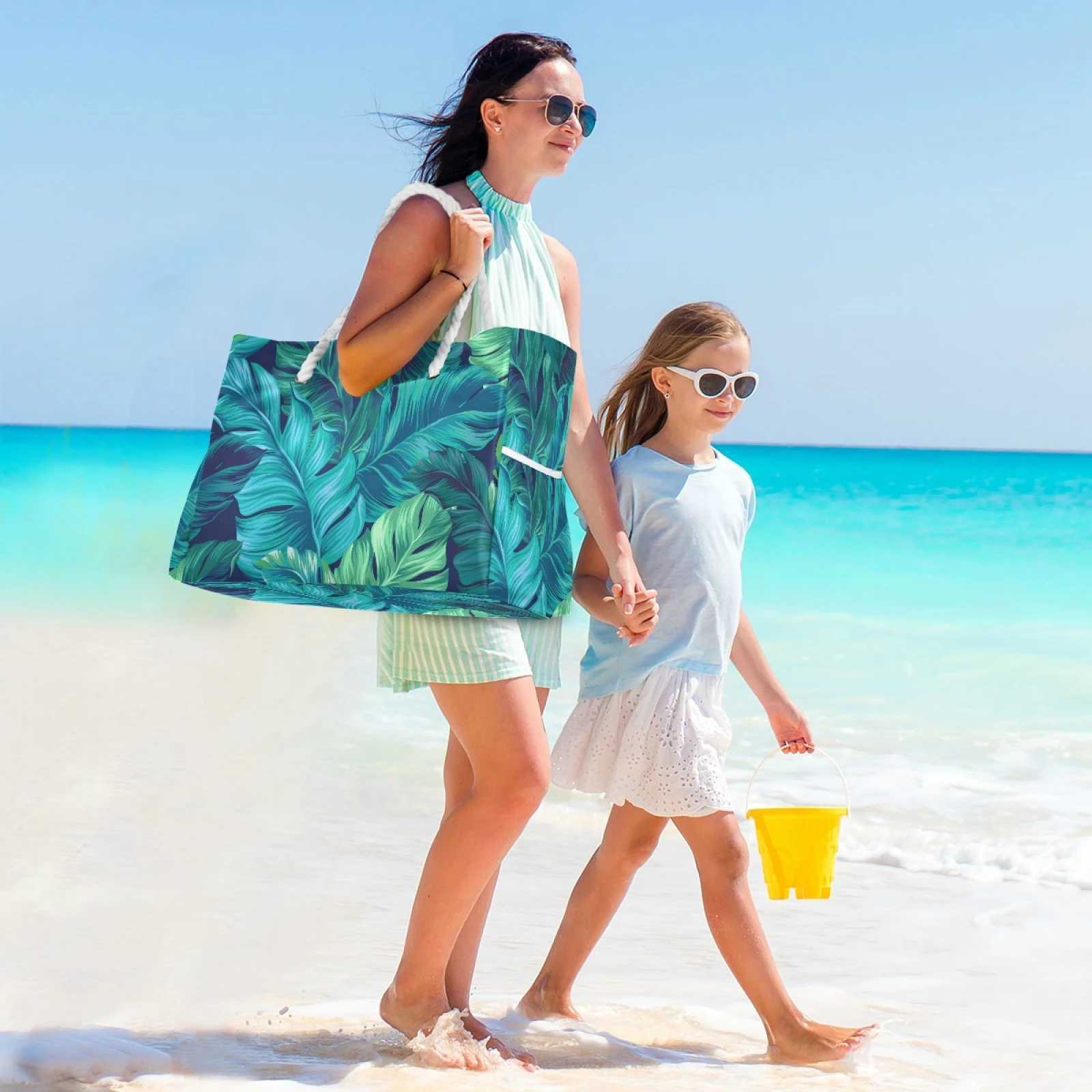 Wen Nylon Shopping Bag Five Cloth Shoulder Bag Green Leaves Environmental Storage Handbag Reusable Foldable Eco Beach Bag B250618