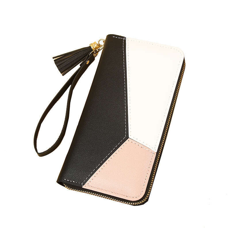 Hot Selling New Women's Wallet Long Korean Style Color Block Zipper Large Capacity Clutch Handbag