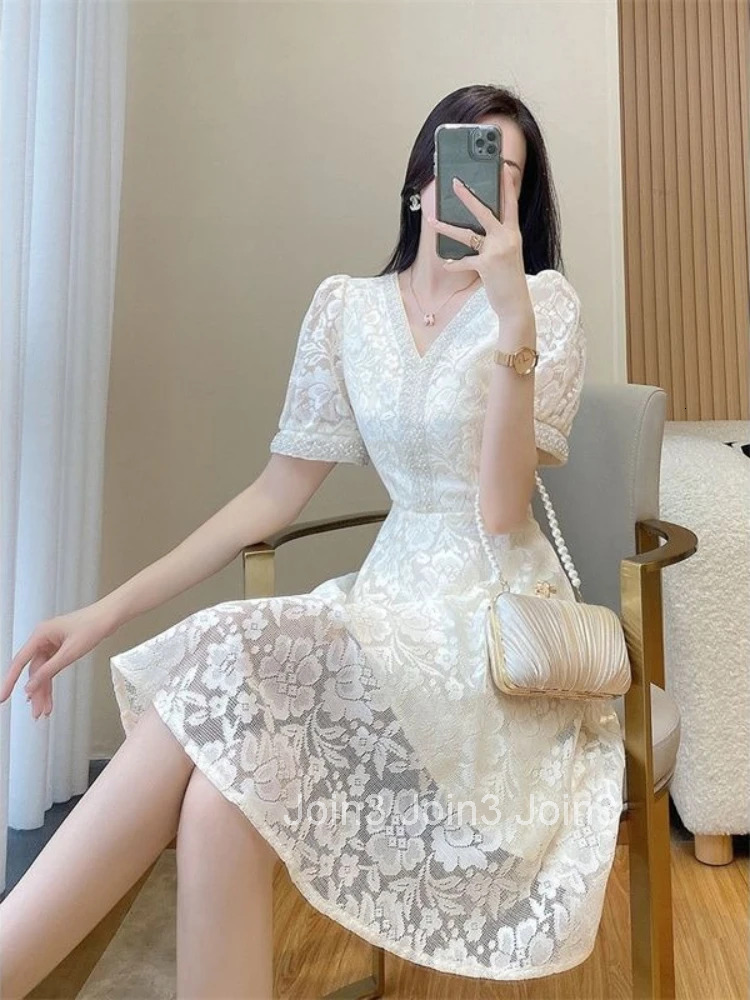 Womens Dress White Female Dresses Formal Occasion Midi Soft One-piece New in On Promotion Elegant Chic Fashion Summer 2025 Xxl