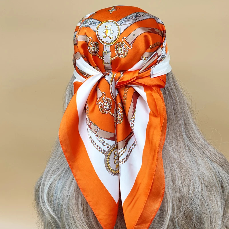 The Four Seasons Beach Kerchief Style Sunscreen Silk Hijab Women n Headscarf 70X70CM Square Scarves 250617