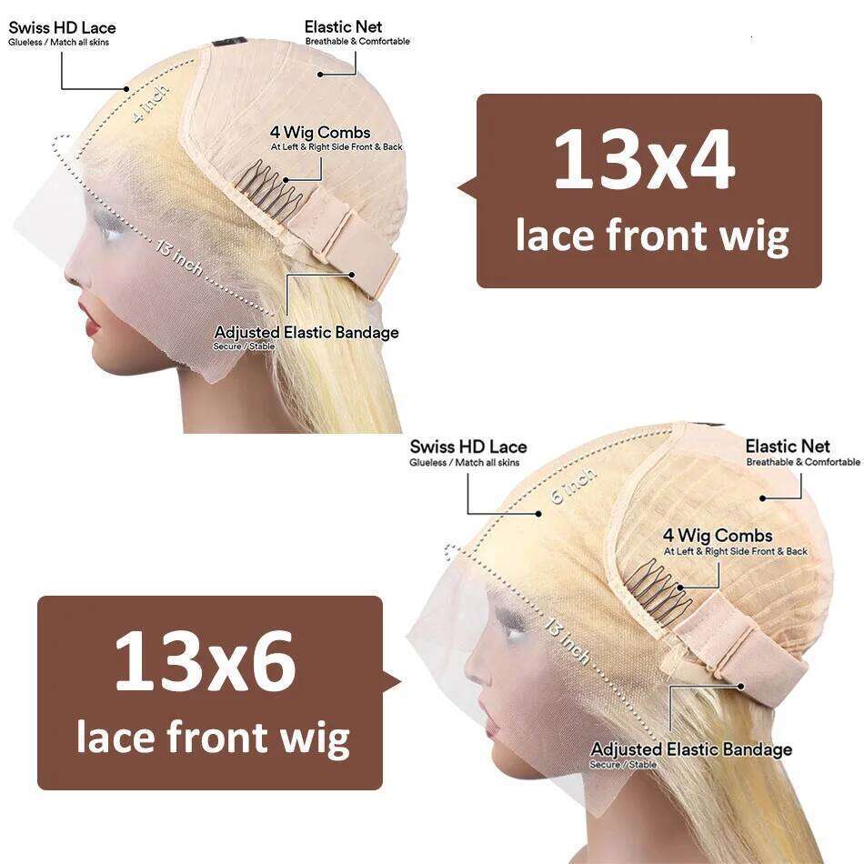 Wiggogo Straight Frontal Wig 13X4 13X6 Hd Transparent 613 Blonde Colored Lace Front Human Hair Wigs For Women Brazilian