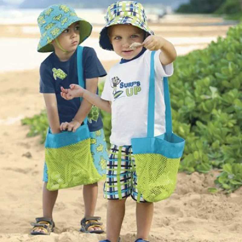 Portable Mesh Beach Bag Foldable Swimming Pouch Children Beach Toy Baskets Storage Bag Large Capacity Shoder For Travel Picnic B250618