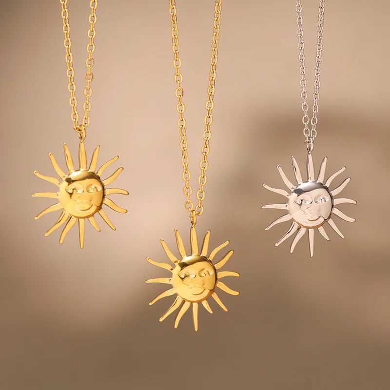 Nivora Minimalist Sun Pendant Necklace For Women Stainless Steel 18k Gold Plated Waterproof Necklace Cocktail Party Jewelry W250618