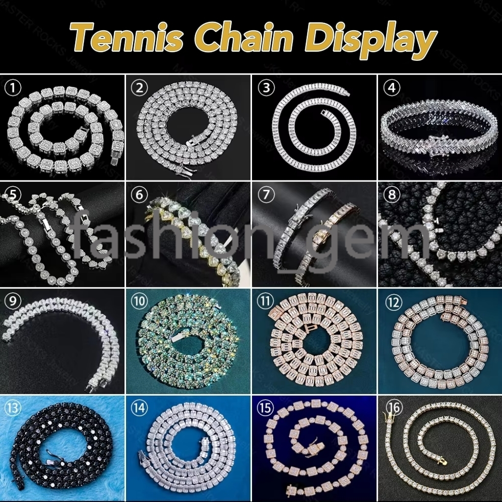 4MM Tennis Chain Necklace Pink Stone 925 Silver Pass Diamond Tester Moissanite Tennis Chain