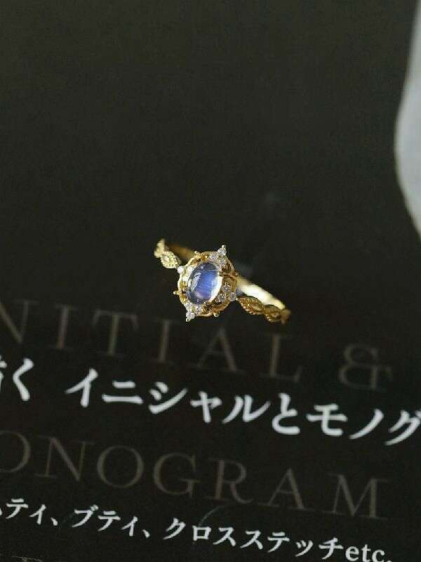 Inlaid Anti-Moonstone for Women, Ins Style, Niche Design, High Aesthetic, Adjustable Open Ring