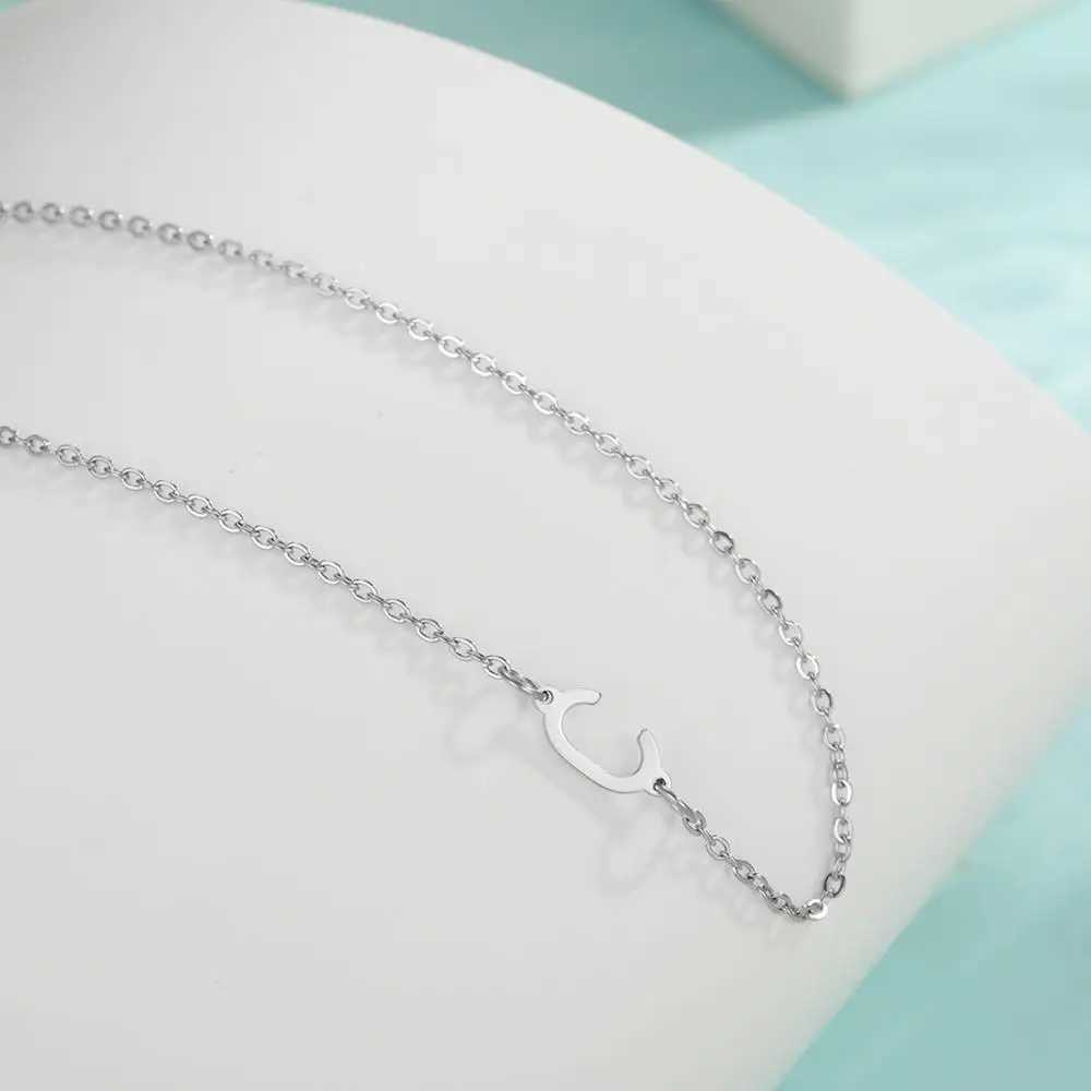 Skyrim Stainless Steel Initial Necklace for Women A-Z Alphabet Capital Letter Pendant Necklaces Choker Fashion Jewelry Gift 2025 W250618