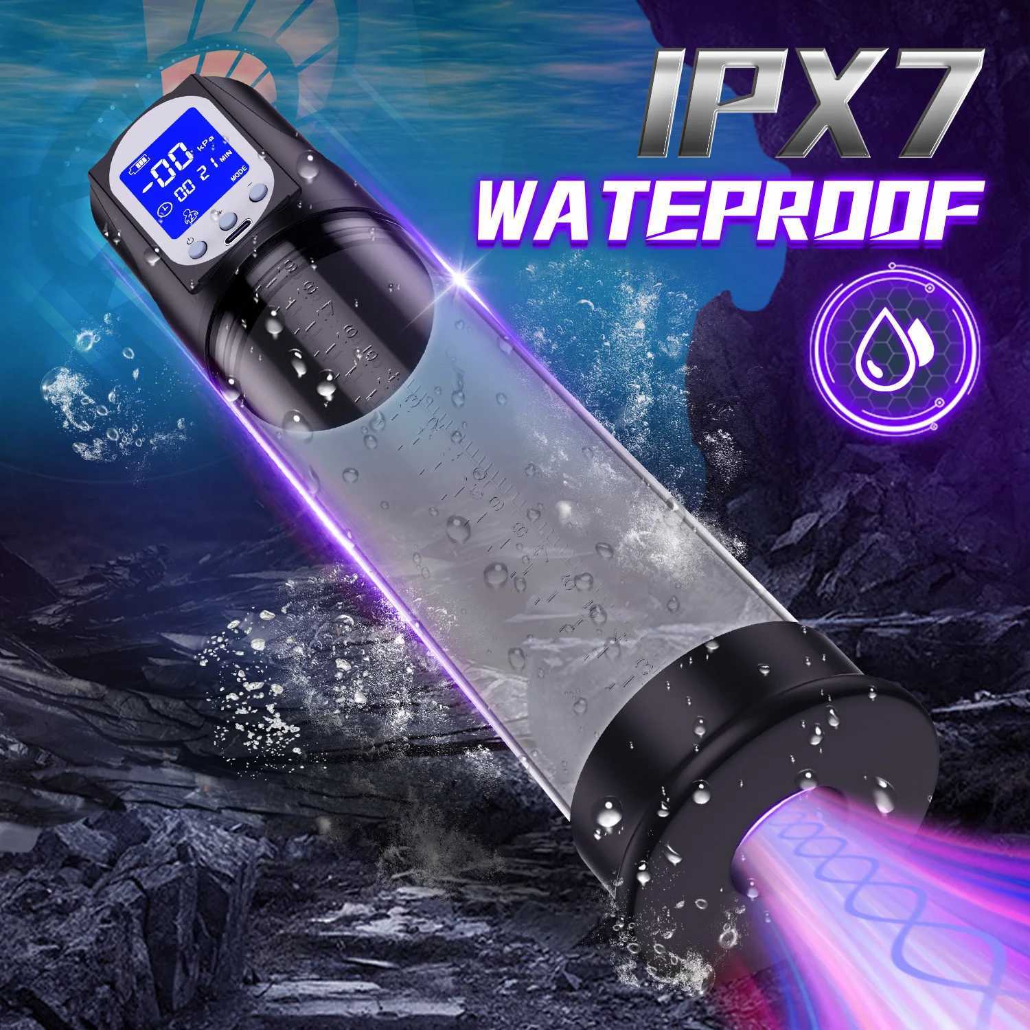Electric Vacuum Penis Pump Men Sex Toys Penis Extender LED Display Powerful Suction Cock Erection Training Enlargement Pump W250618