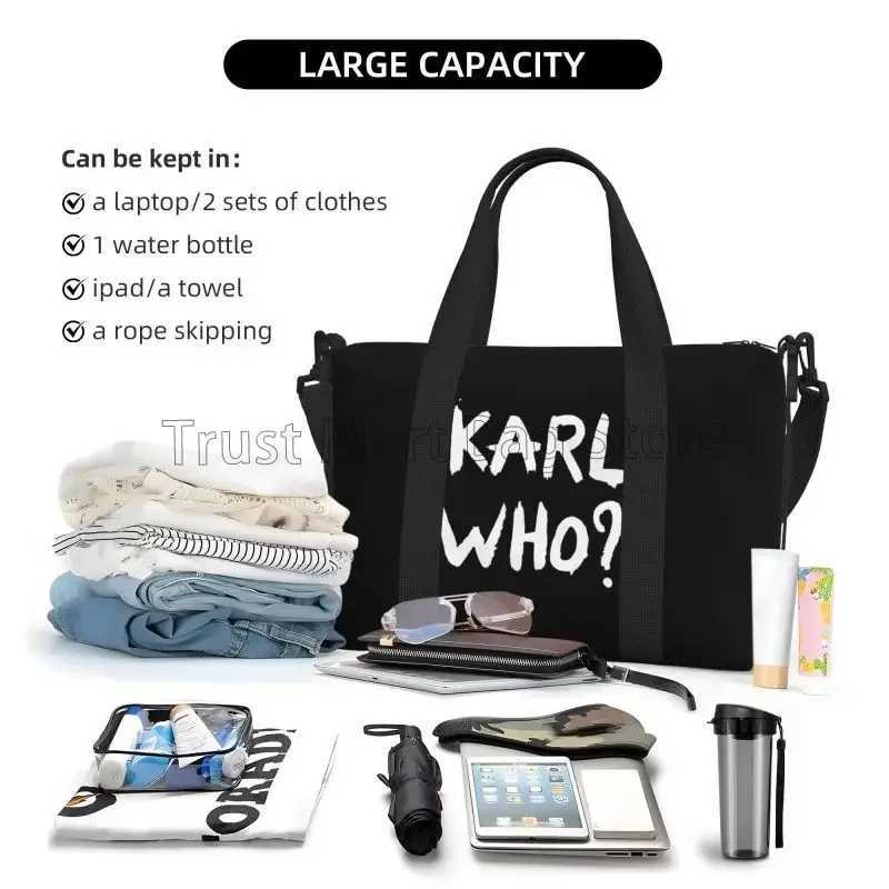 Karl Who Travel Duffel Bag Foldable Lightweight Waterproof Weekender Overnight Bags with Shoulder Strap Sports Gym Travel Bag W250618