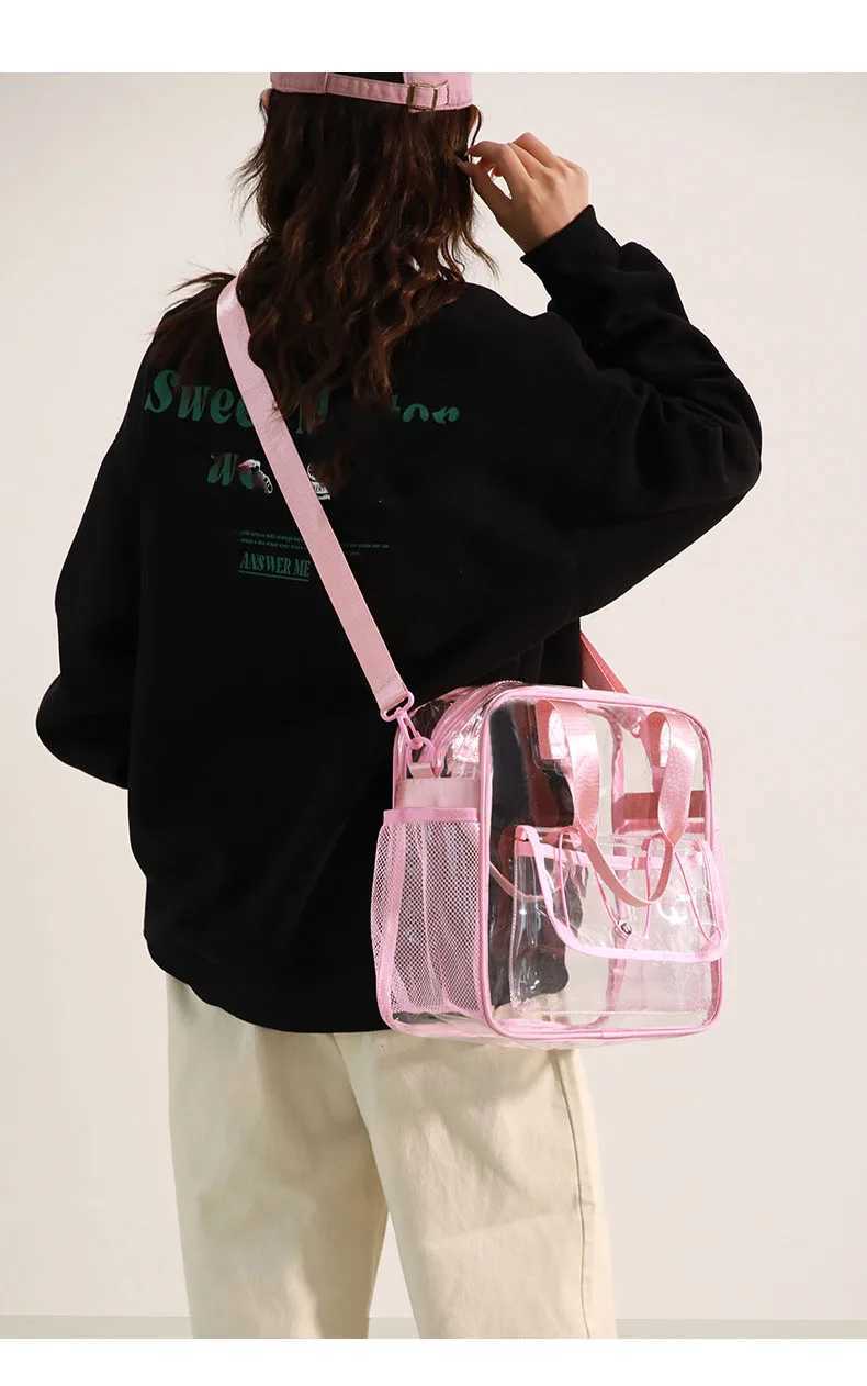 PVC Transparent Swimming Beach Shoulder Crossbody Bag Large Capacity Summer Clear Waterproof Fitness Yoga Handbag Sports Tote B250618