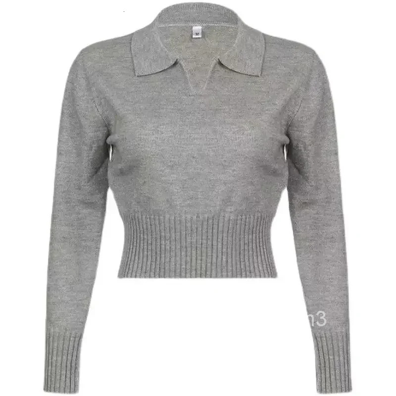 Polyester Knitted Commute Tops Woman Tshirt Cheap Korean Popular Clothes On Offer Y2k Fashion 2025 Polo Neck T Shirt for Women
